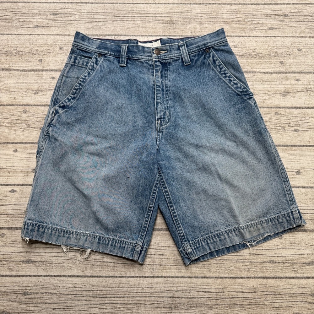 Sonoma Carpenter Shorts Men's 32 Blue Light Wash Denim Rugged Utility Workwear